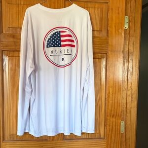 Hurley White Long Sleeve with Flag Design